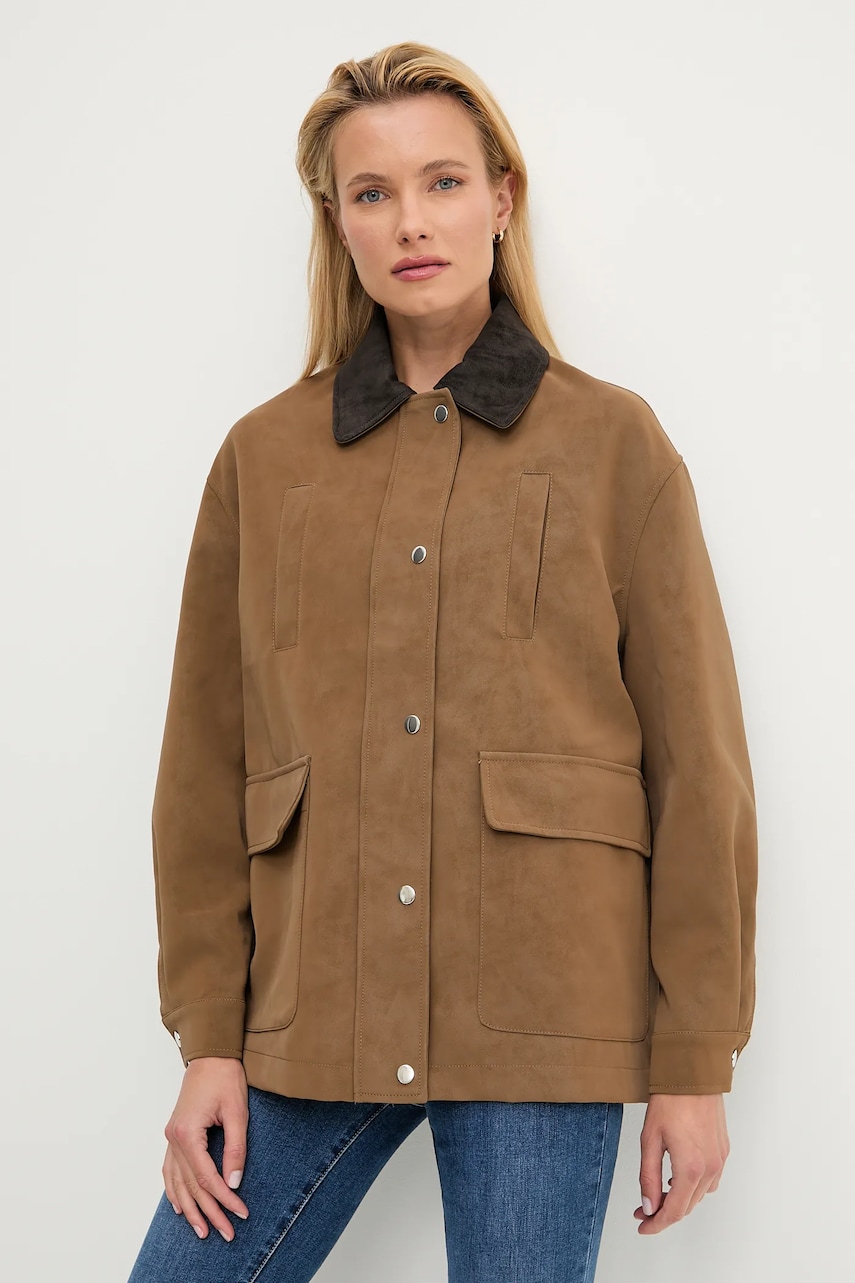 Answear.LAB geaca culoarea maro, de tranzitie, oversize