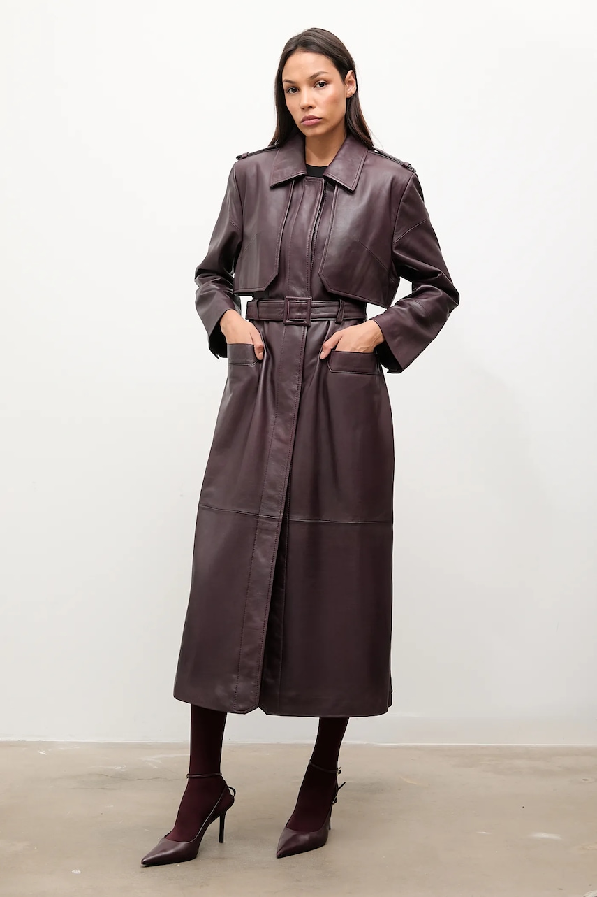 Answear.LAB trenci din piele culoarea bordo