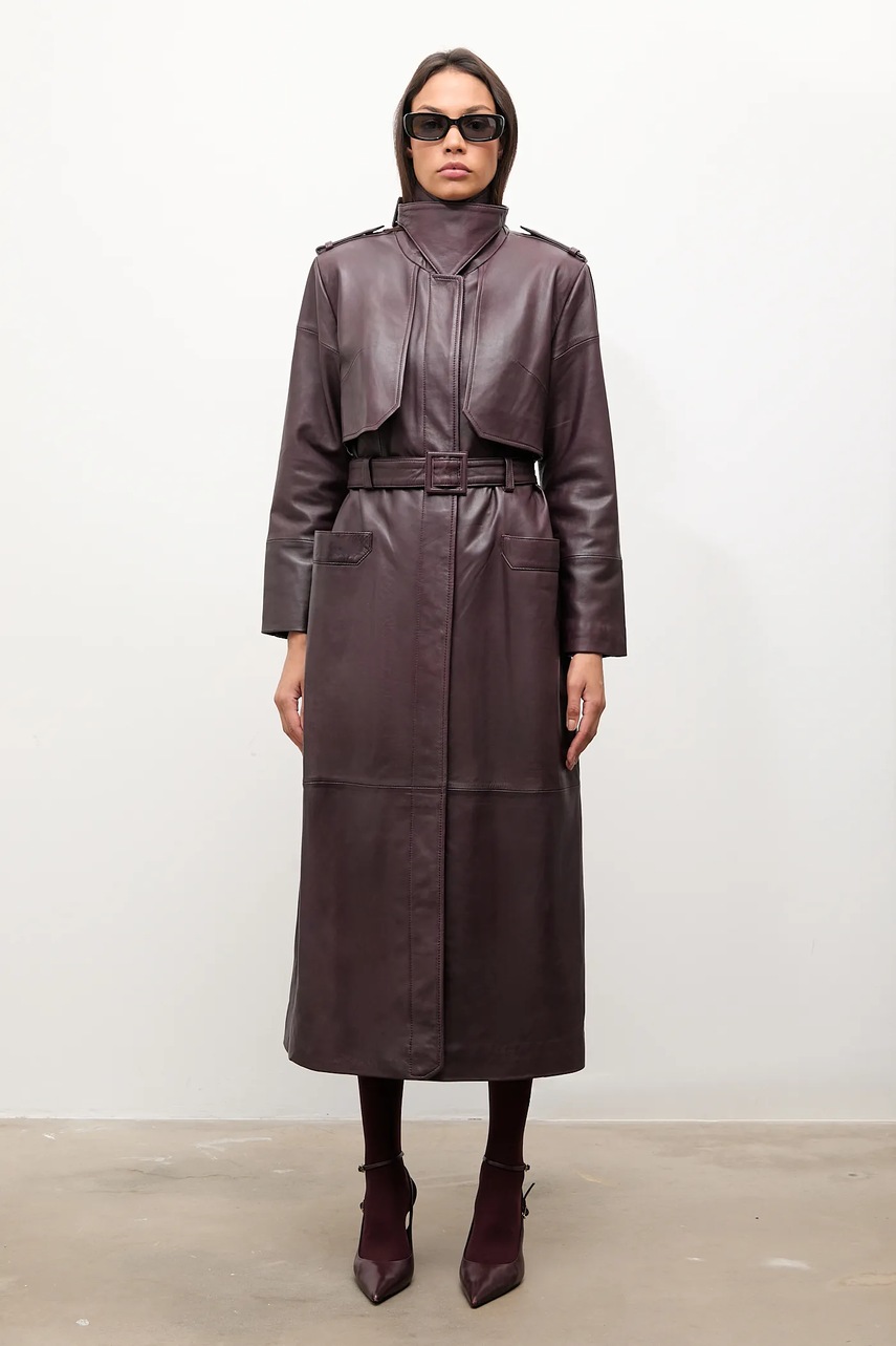 Кожаный тренч Answear.LAB цвет бордовый