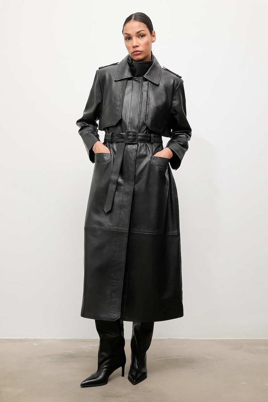 Answear.LAB trenci din piele culoarea negru