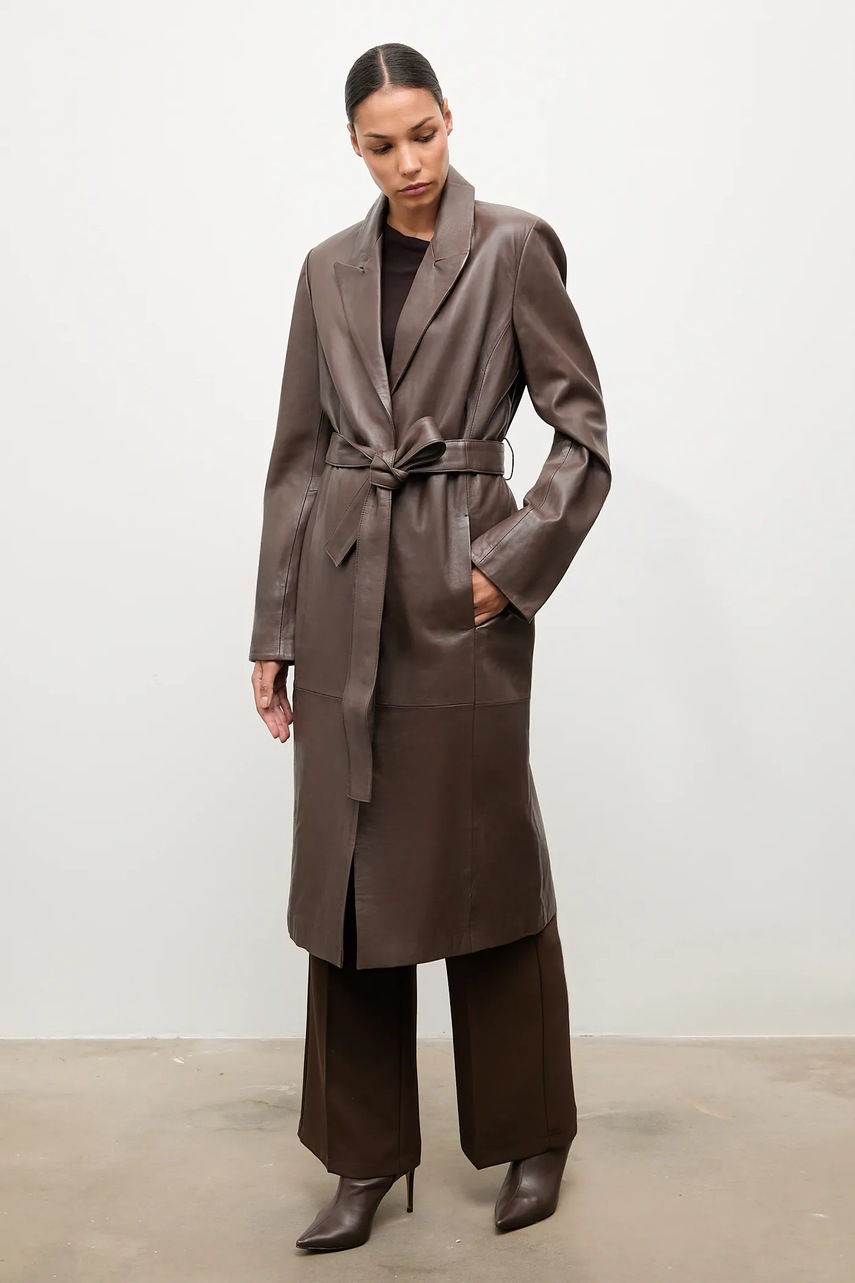 Кожаный плащ Answear.LAB цвет коричневый