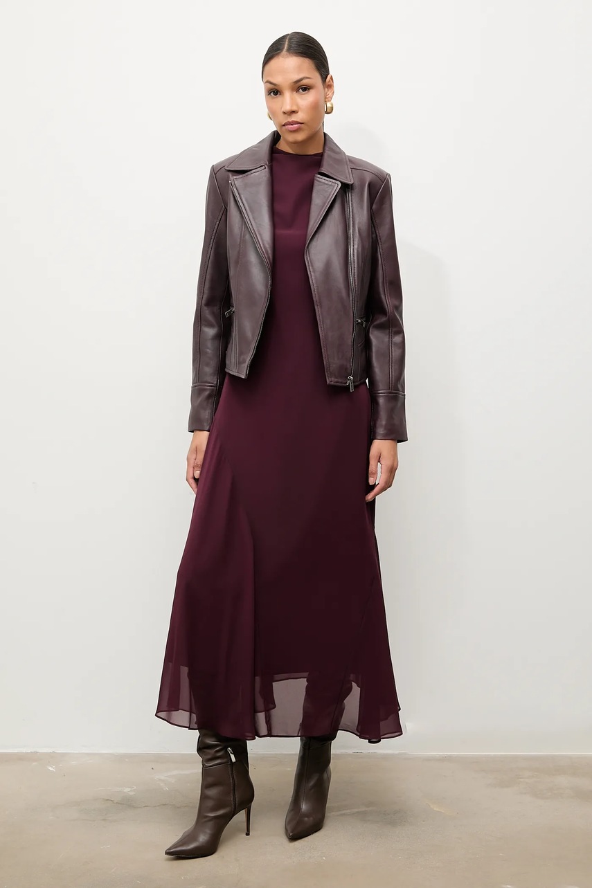 Кожаная куртка Answear.LAB цвет бордовый демисезонная