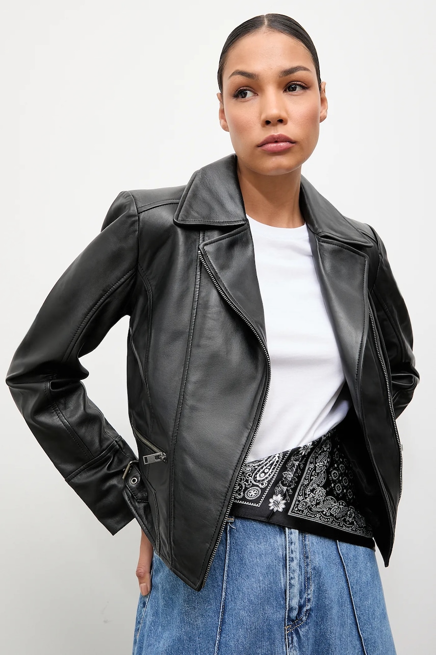 Answear.LAB geaca ramones de piele culoarea negru, de tranzitie