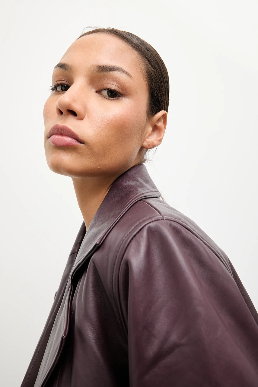 Δερμάτινο μπουφάν Answear.LAB χρώμα: μπορντό φωτογραφία