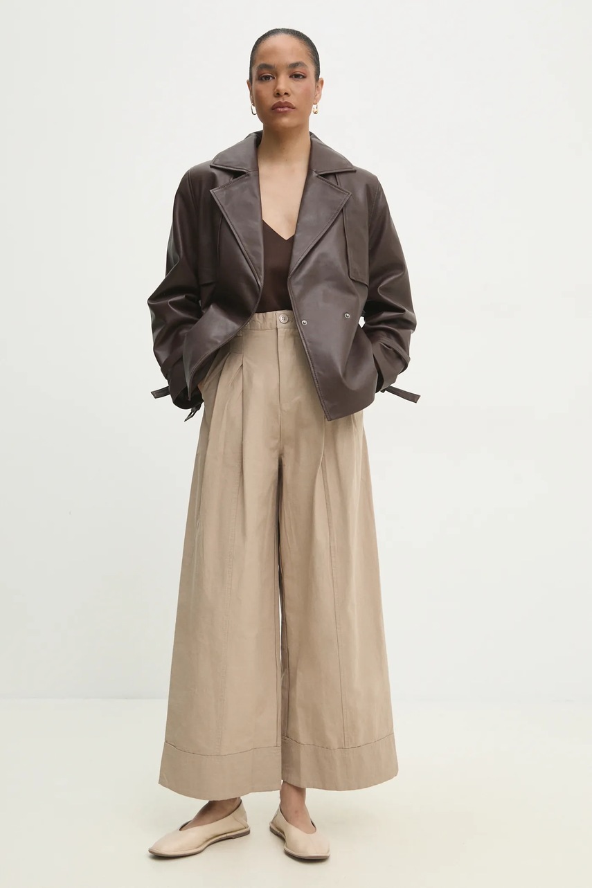 Кожаная куртка Answear.LAB цвет коричневый демисезонная