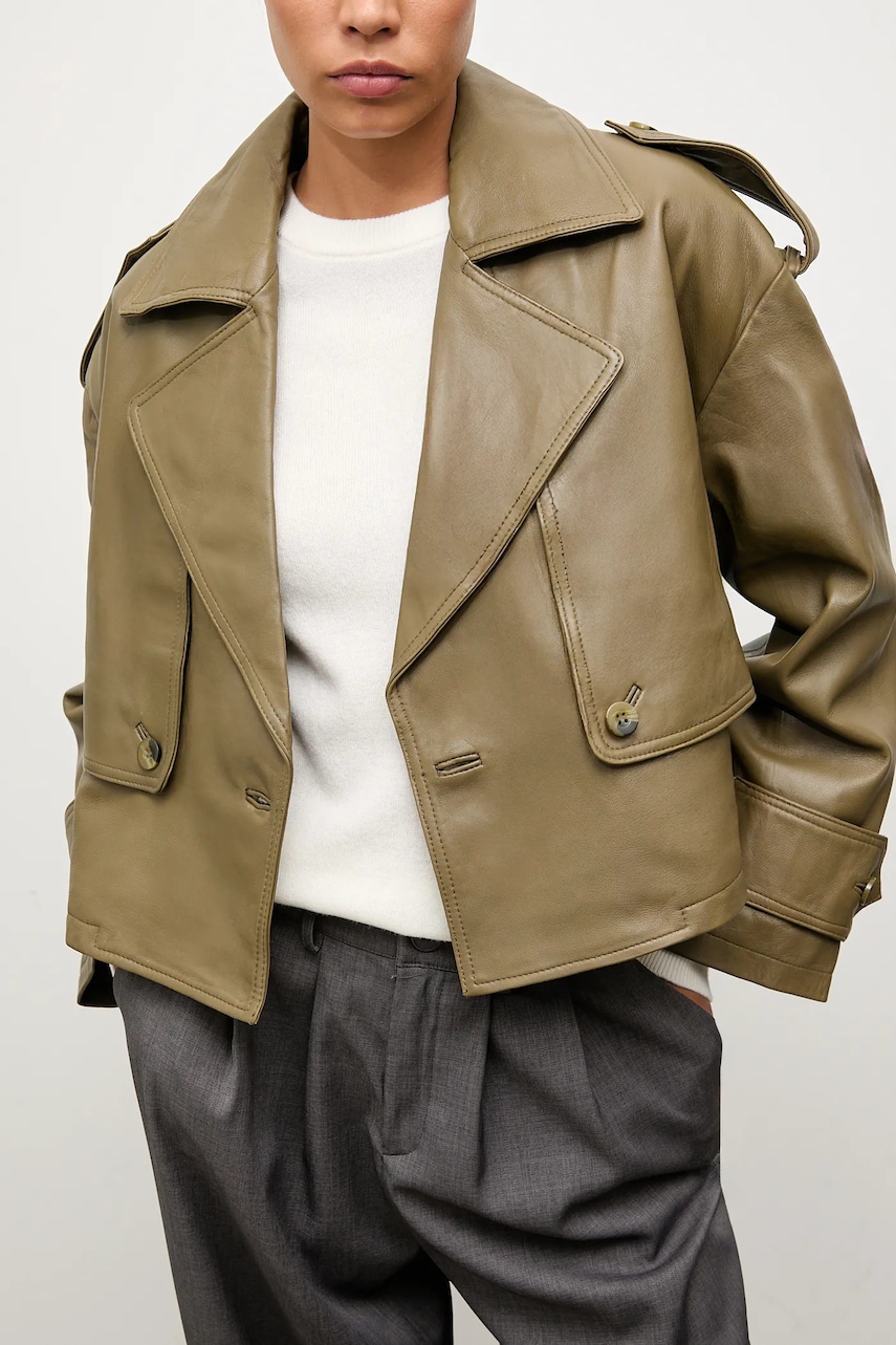 Кожаная куртка Answear.LAB цвет зелёный демисезонная oversize Кожаная куртка Answear.LAB цвет зелёный демисезонная oversize