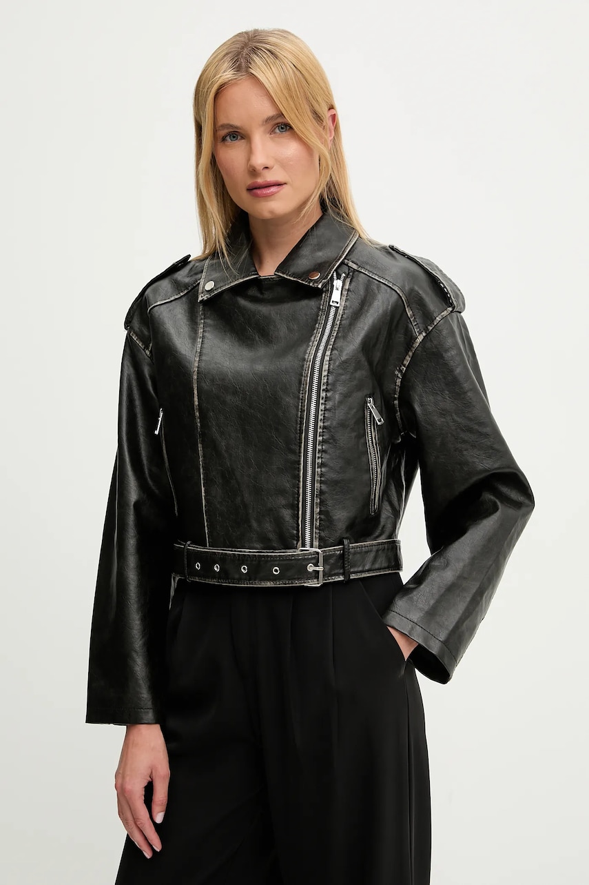Answear.LAB geaca ramones culoarea negru, de tranzitie, oversize