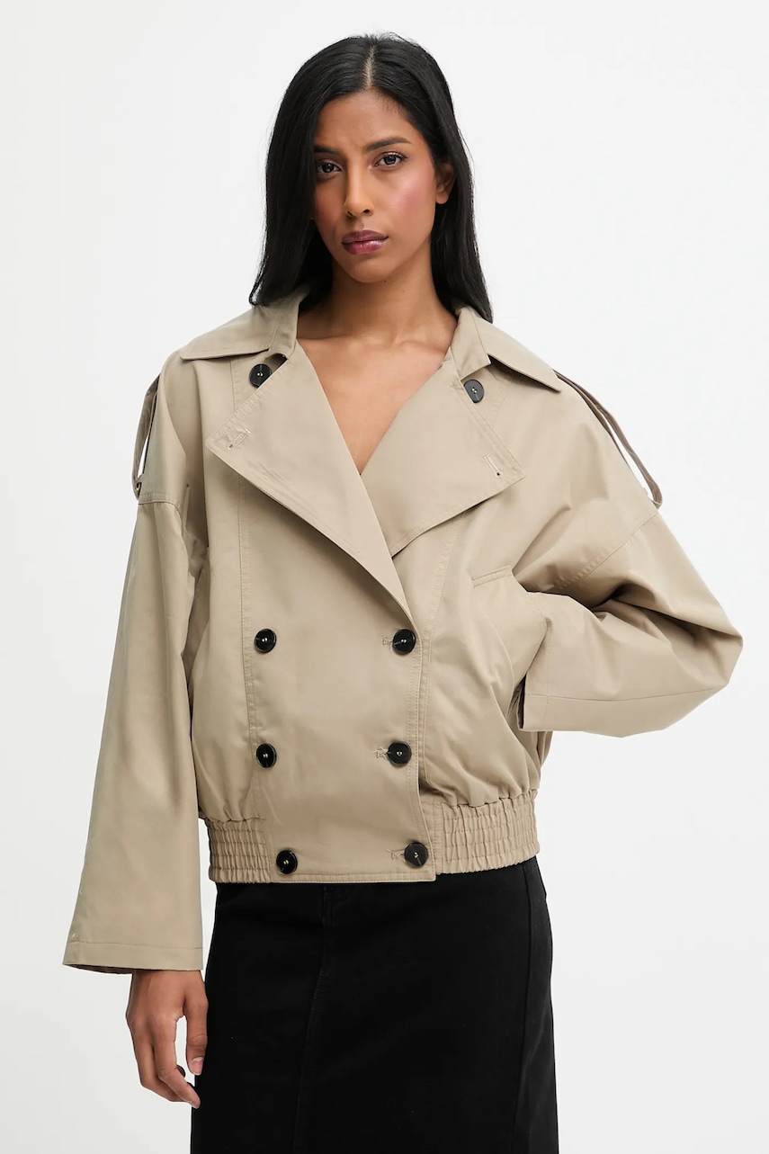 Answear.LAB geaca culoarea bej, de tranzitie, oversize