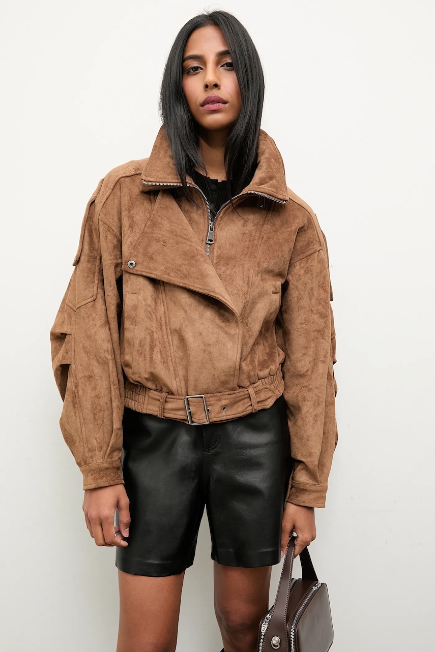 Answear.LAB geaca culoarea maro, de tranzitie, oversize
