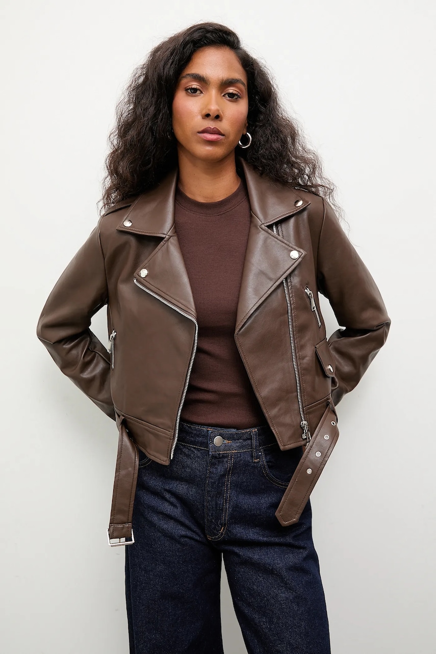 Answear.LAB geaca ramones culoarea maro, de tranzitie