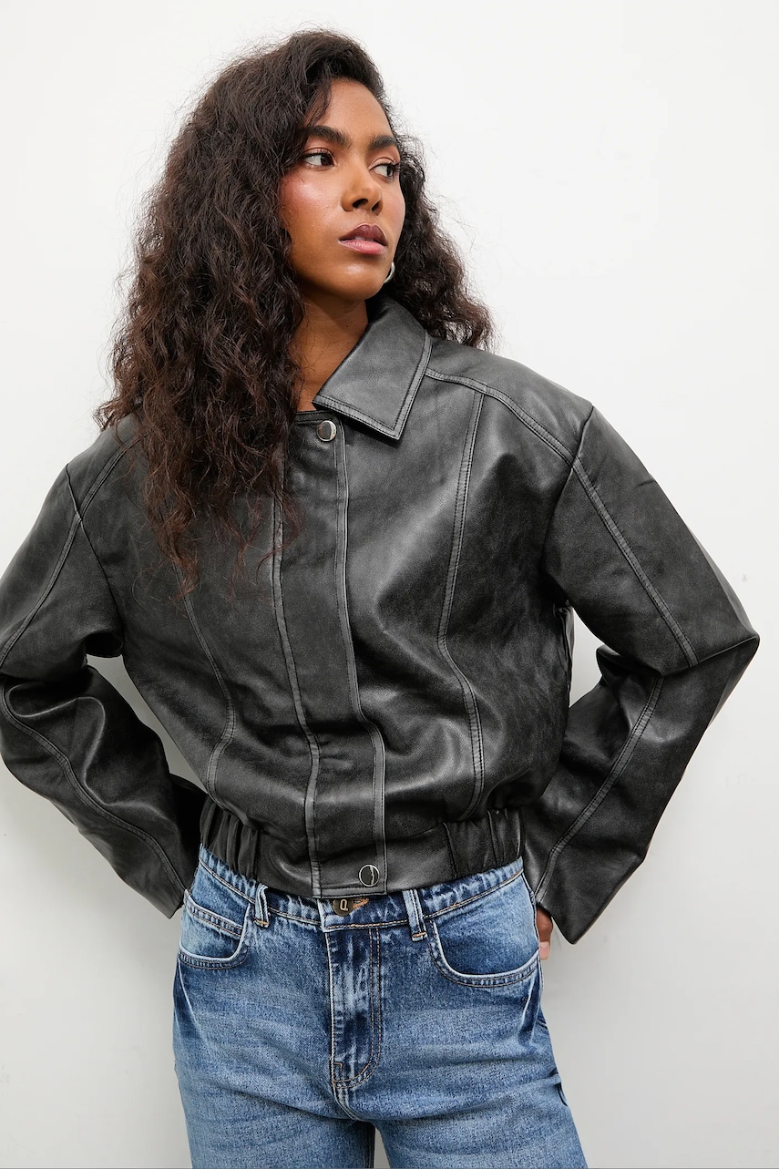 Answear.LAB geaca culoarea gri, de tranzitie, oversize