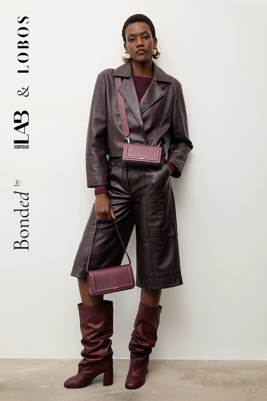 Bonded by Answear.LAB & LOBOS geacă ramones de piele culoarea bordo, de tranzitie