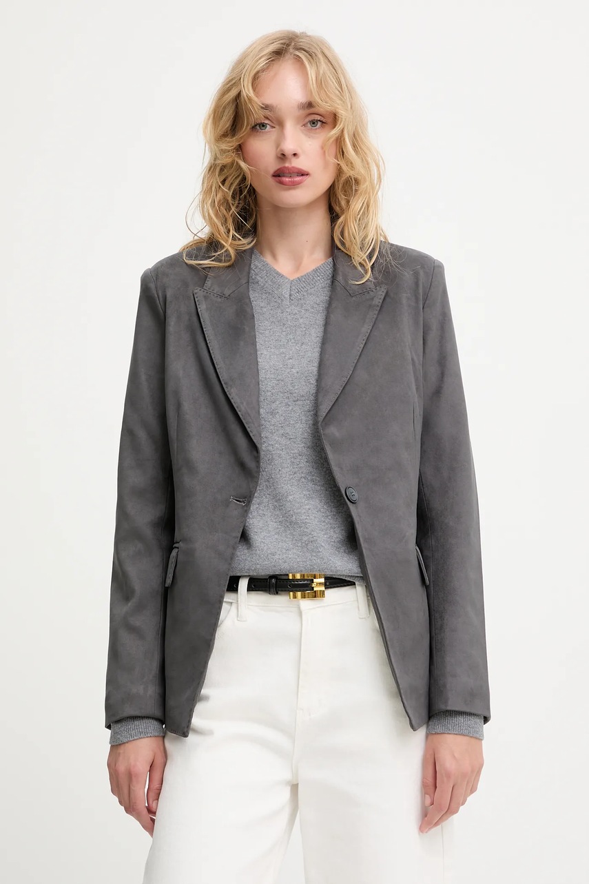 Пиджак Answear.LAB цвет серый однобортный однотонная