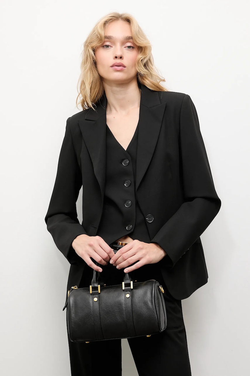 Answear.LAB sacou culoarea negru, un singur rand de nasturi, neted