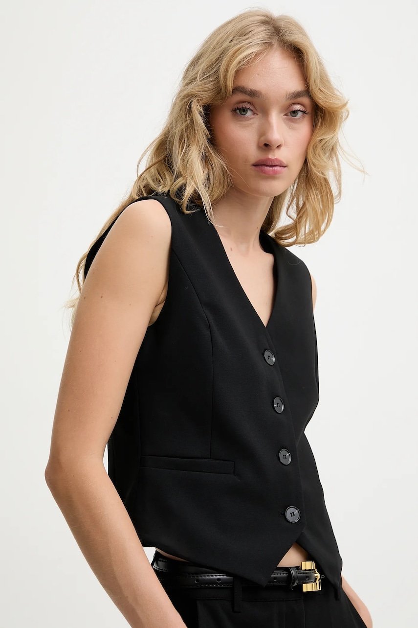 Answear.LAB vesta culoarea negru, un singur rand de nasturi