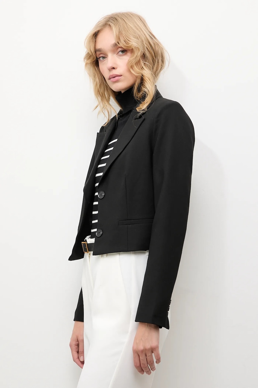 Answear.LAB sacou culoarea negru, un singur rand de nasturi, neted