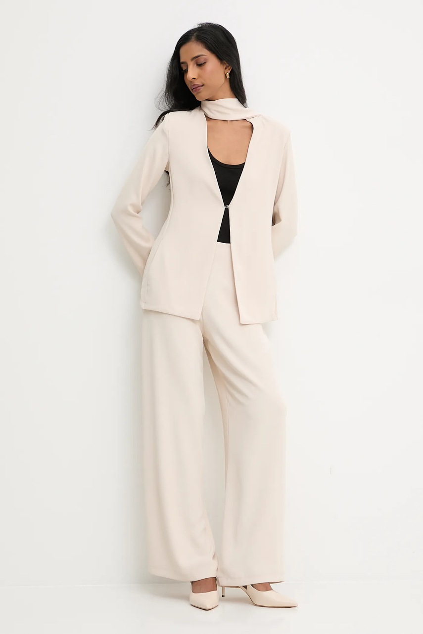 Пиджак Answear.LAB цвет бежевый однобортный однотонная