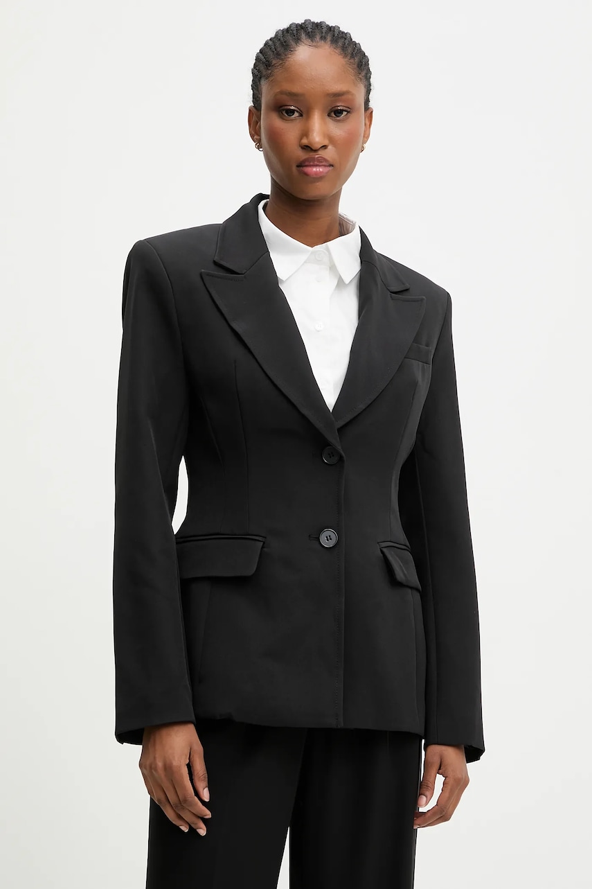 Answear.LAB sacou culoarea negru, un singur rand de nasturi, neted