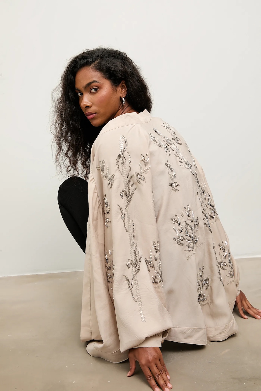 Answear.LAB sacou culoarea bej, oversize