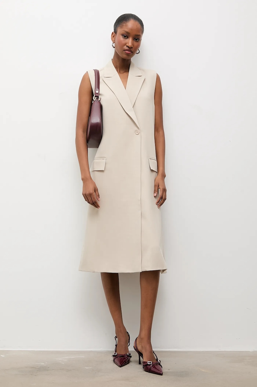 Answear.LAB vesta culoarea bej, cu doua randuri de nasturi