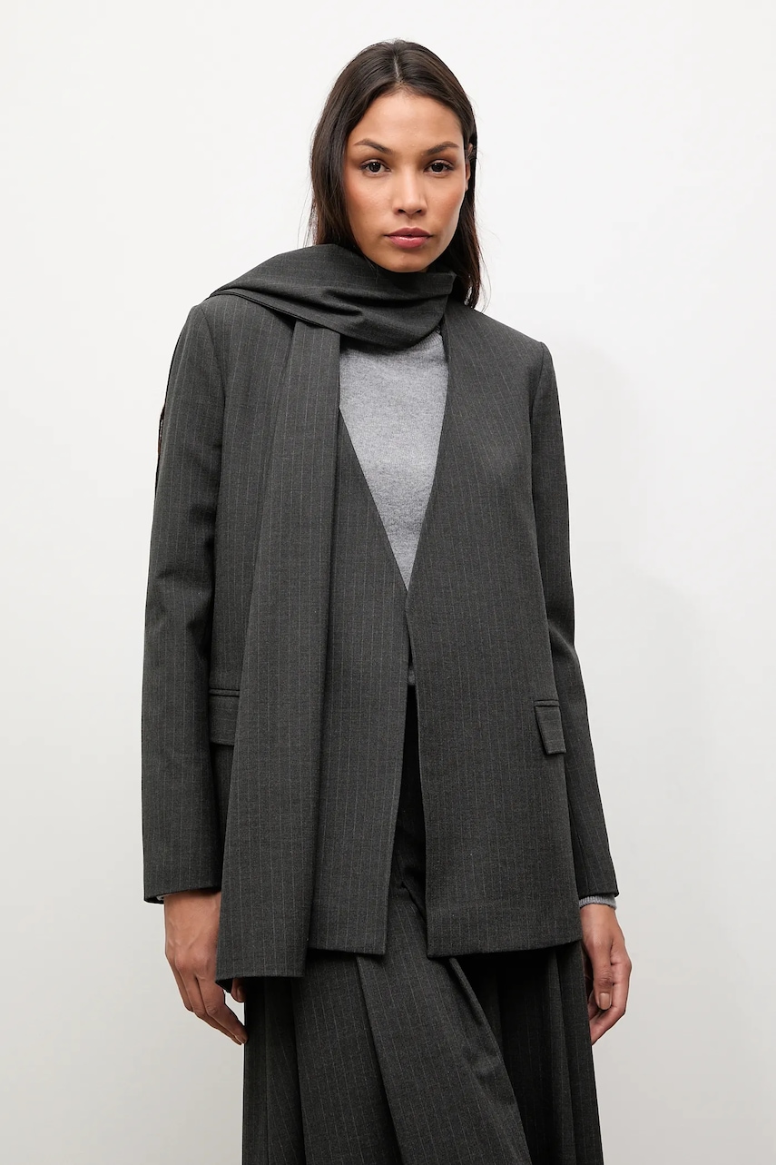 Answear.LAB sacou culoarea gri, desfacut, modelator