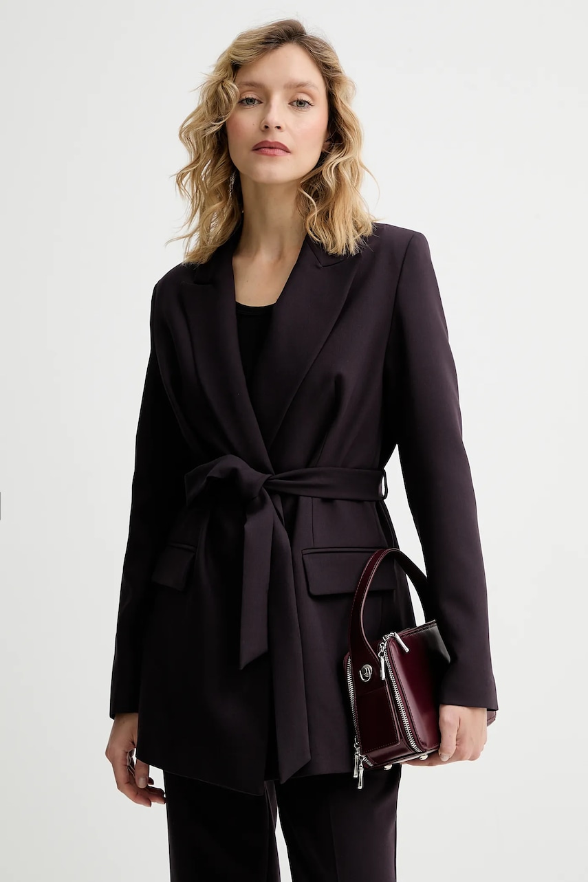 Answear.LAB sacou culoarea violet, un singur rand de nasturi, neted
