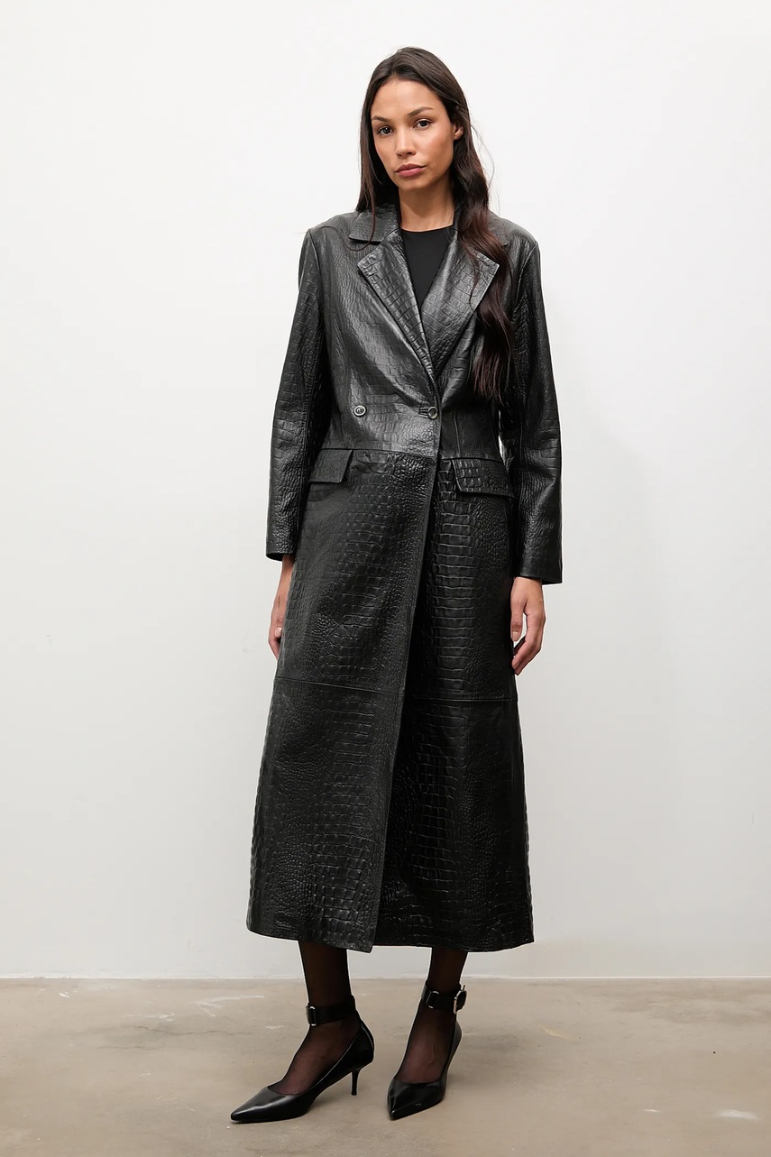 Кожаный плащ Answear.LAB цвет чёрный