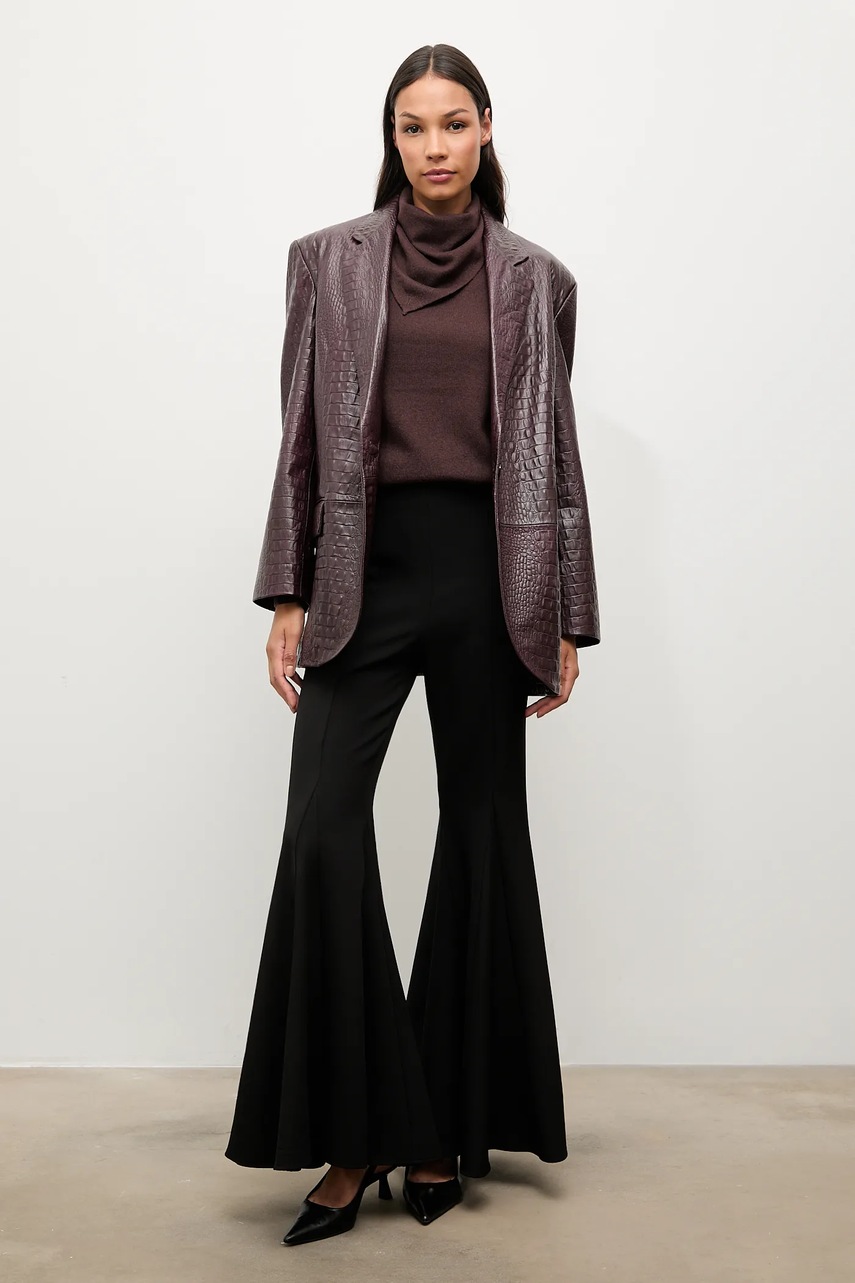 Кожаный пиджак Answear.LAB цвет бордовый однобортный однотонная