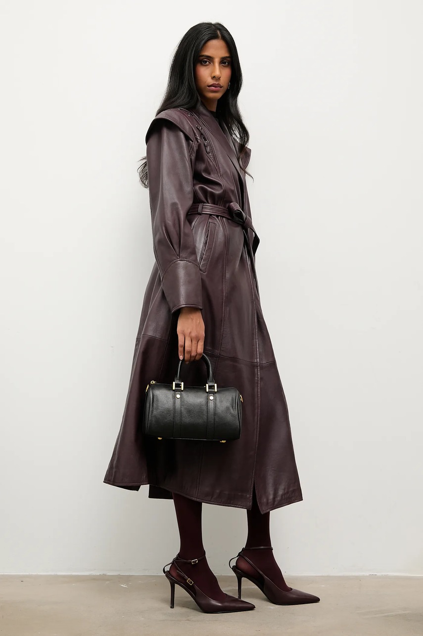 Кожаный плащ Answear.LAB цвет бордовый