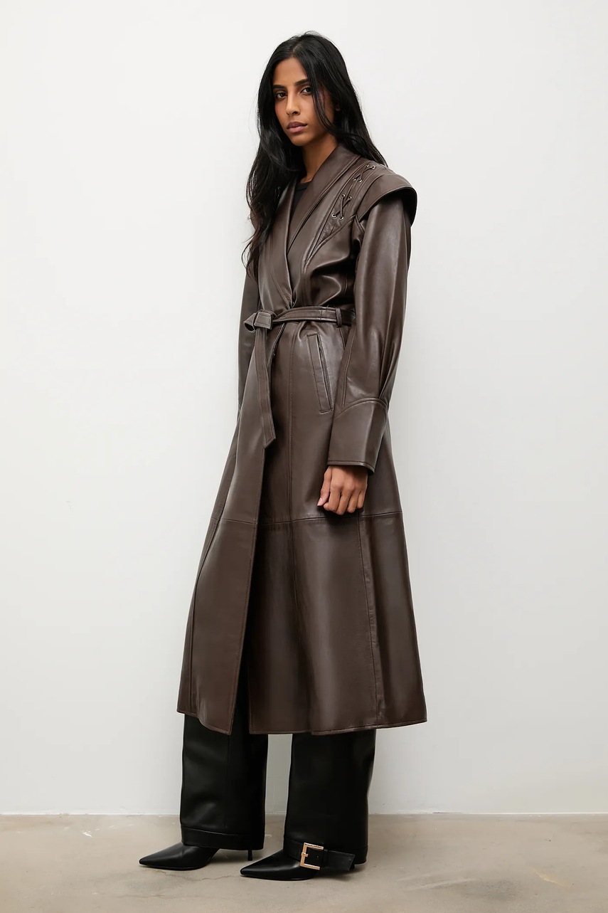 Кожаный плащ Answear.LAB цвет коричневый