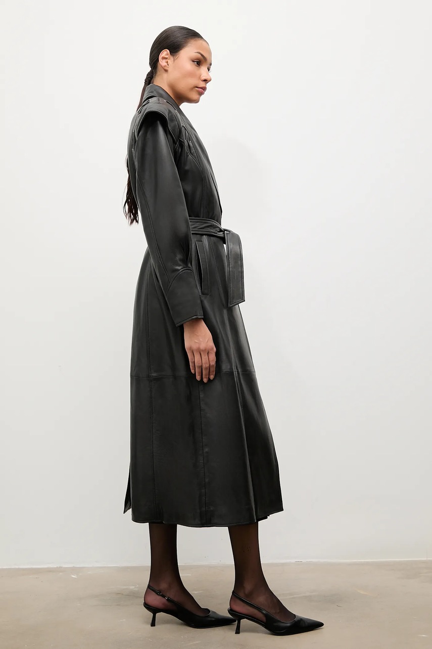 Кожаный плащ Answear.LAB цвет чёрный
