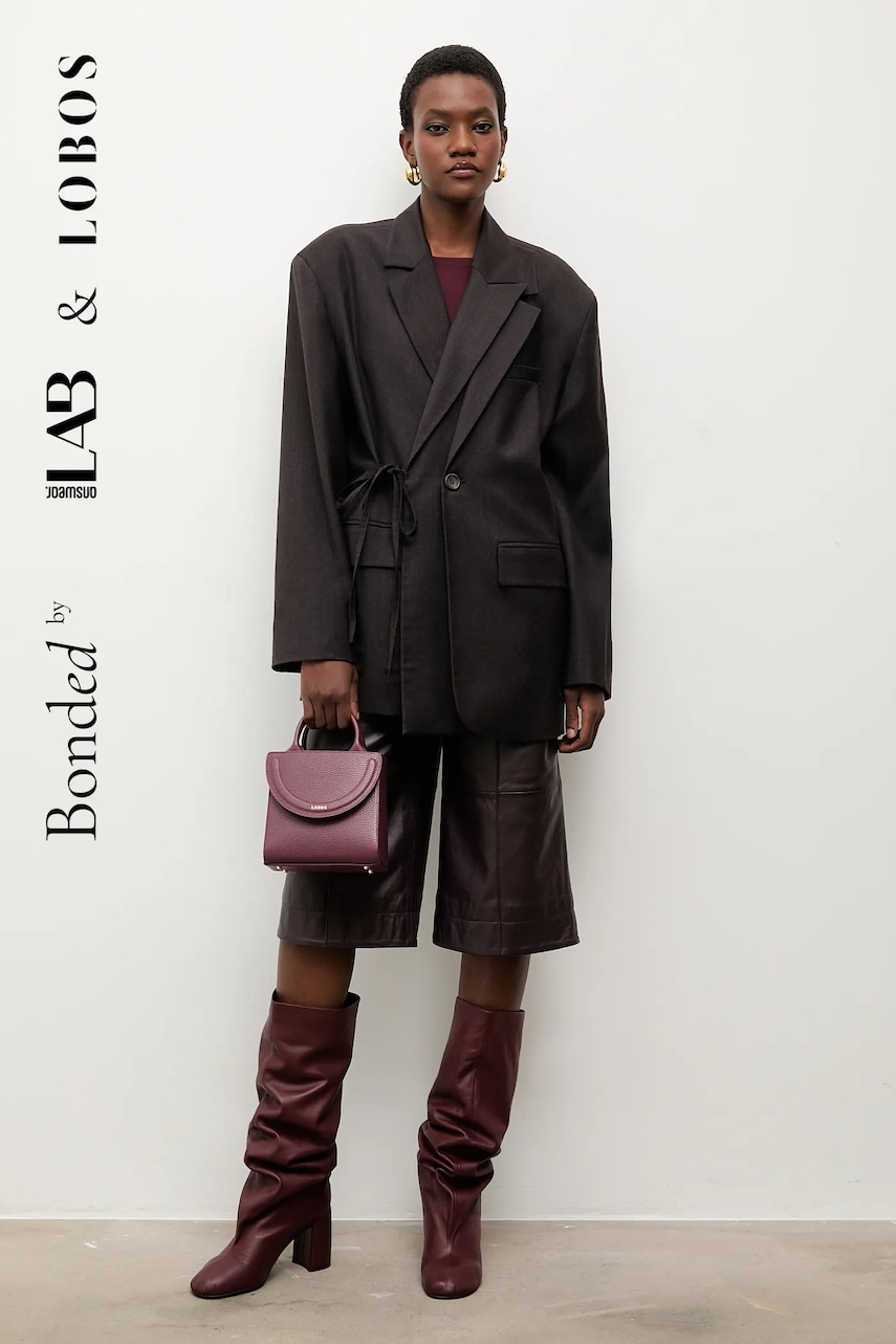 Bonded by Answear.LAB & LOBOS sacou din lana culoarea maro, un singur rand de nasturi, uni