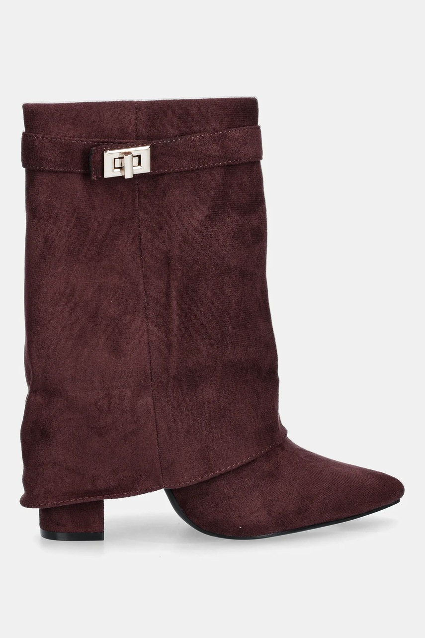 Answear.LAB botine culoarea bordo, cu toc drept, izolare usoara