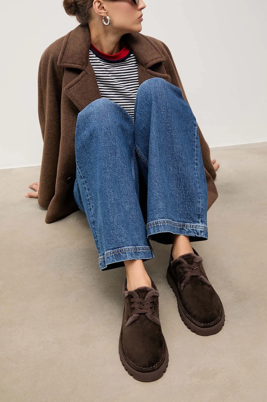 Answear.LAB cizme de zapada din piele intoarsa culoarea maro