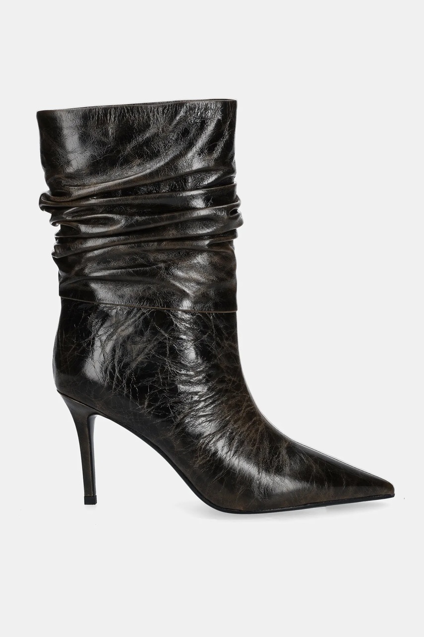 Кожаные полусапожки Answear.LAB цвет коричневый на шпильке