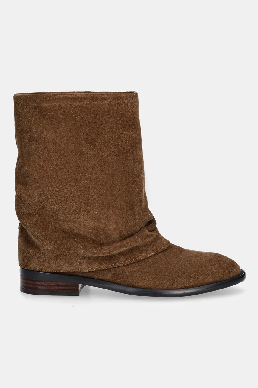 Замшевые ботинки Answear.LAB цвет коричневый на плоском ходу слегка утеплённый