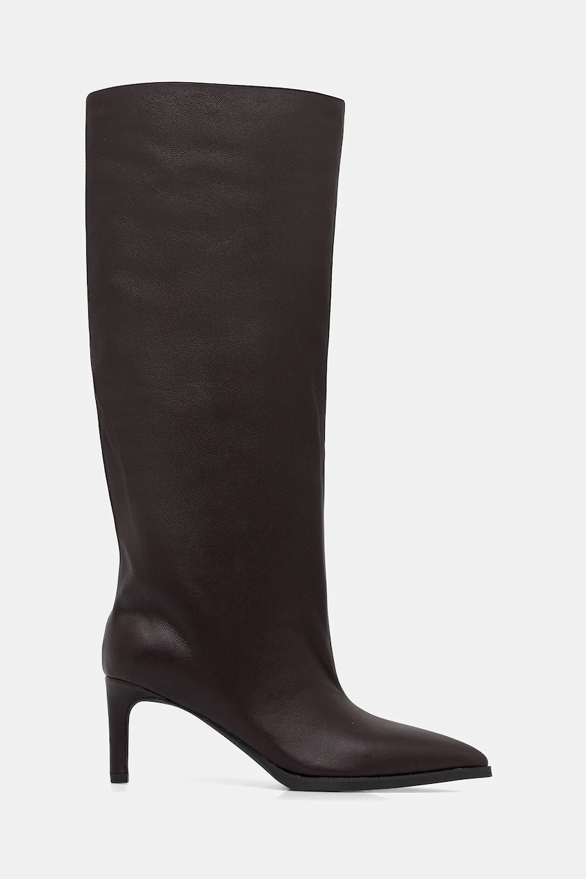 Answear.LAB ghete de piele culoarea bordo, cu toc cui