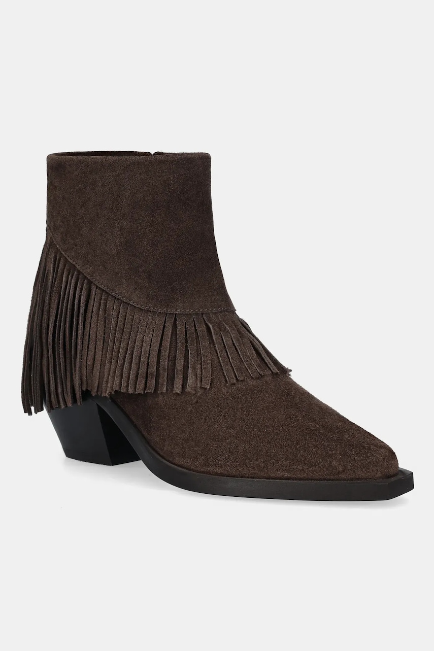Answear.LAB cizme de cowboy din piele intoarsa culoarea maro, cu toc drept