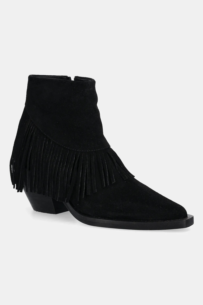 Answear.LAB cizme de cowboy din piele intoarsa culoarea negru, cu toc drept