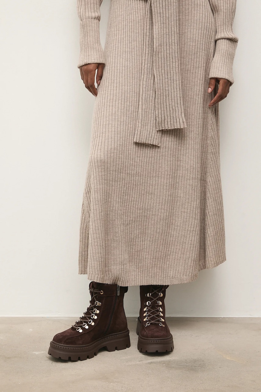 Answear.LAB bocanci din piele intoarsa culoarea maro, cu platforma