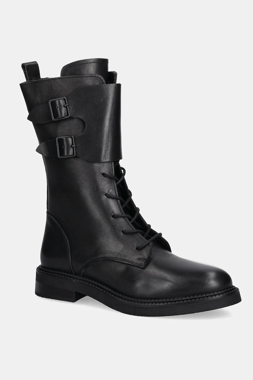 Answear.LAB cizme de piele culoarea negru, cu toc plat