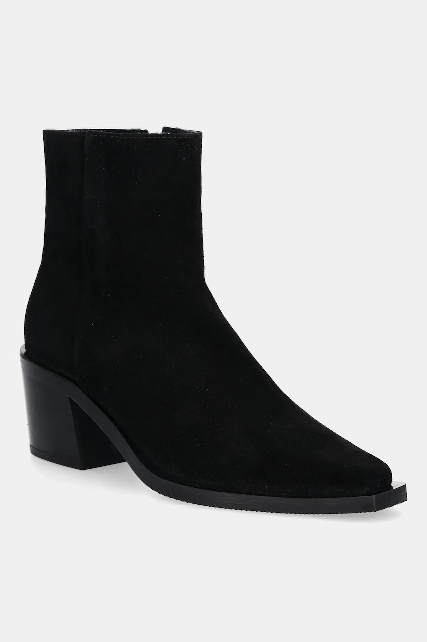 Answear.LAB cizme din piele intoarsa culoarea negru, cu toc drept, izolare usoara