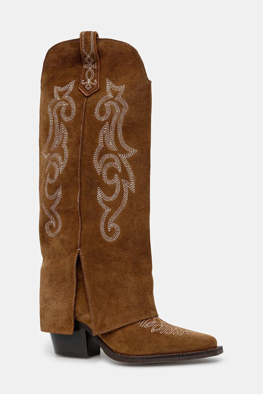 Answear.LAB cizme de cowboy din piele intoarsa culoarea maro, cu toc drept