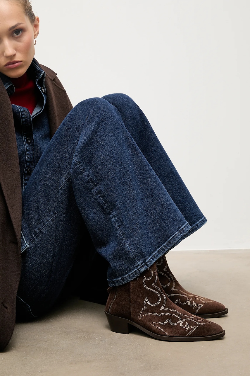 Answear.LAB cizme de cowboy din piele intoarsa culoarea maro, cu toc drept