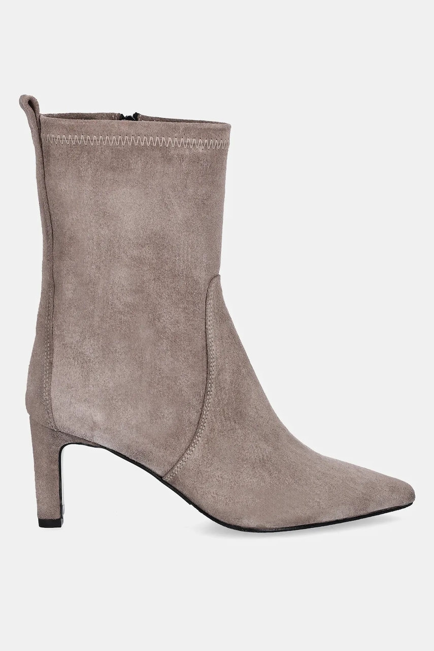 Замшевые ботинки Answear.LAB цвет серый каблук кирпичик