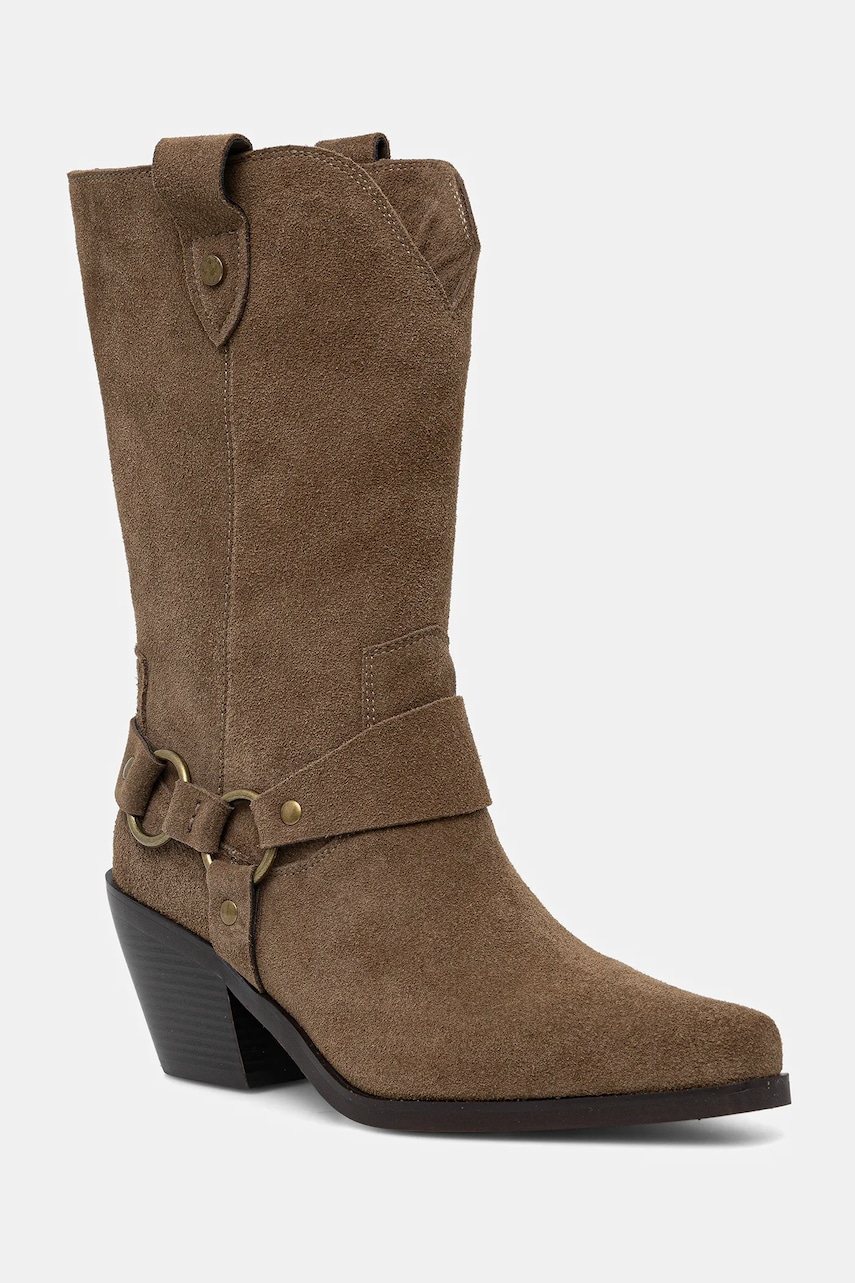 Answear.LAB cizme de cowboy din piele intoarsa culoarea maro, cu toc drept