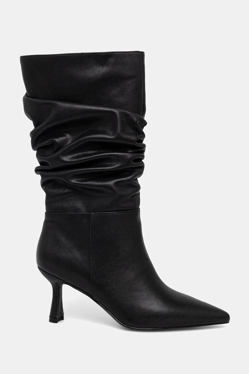Кожаные сапоги Answear.LAB цвет чёрный на шпильке