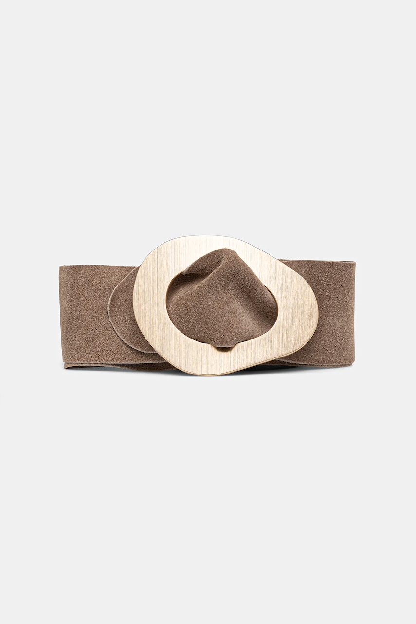 Answear Lab curea din piele intoarsa culoarea verde