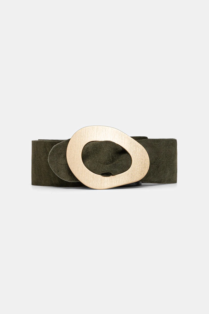 Answear Lab curea din piele intoarsa culoarea verde