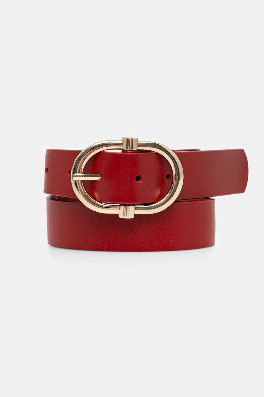 Answear Lab curea de piele culoarea rosu